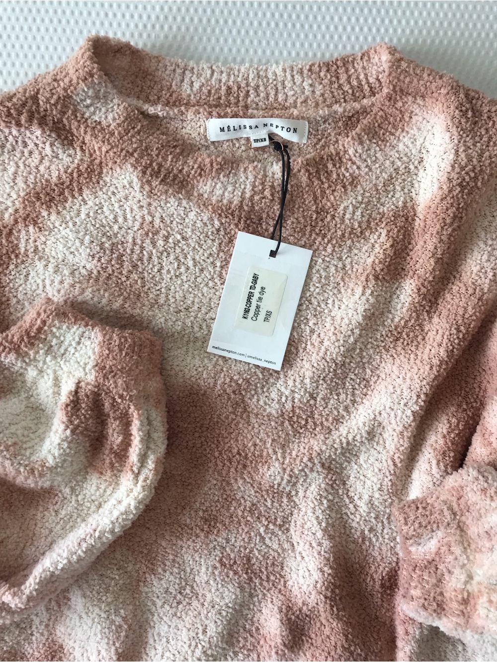 NWT Melissa Nepton Gaby Chenille Cloud Soft Tunic XS Cream Blush Copper Tie Dye